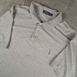 Polo Ralph Lauren Mens Polo Shirt Short Sleeve Gray Flesh Pony Size 4XB‎ *Read*